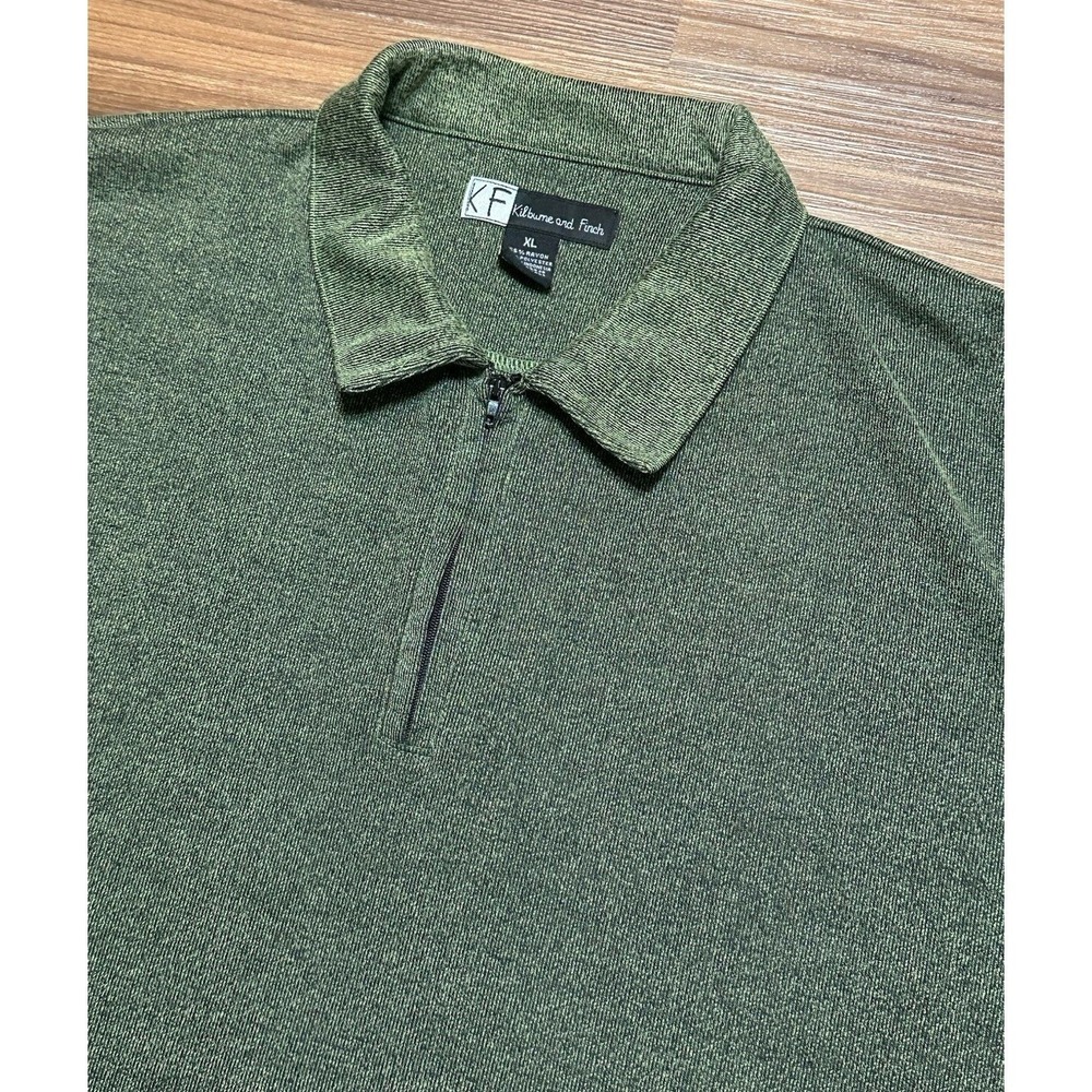 Kilburne & Finch Green Quarter Zip 1/4 Polo Sweater Shirt Men's Sz XL